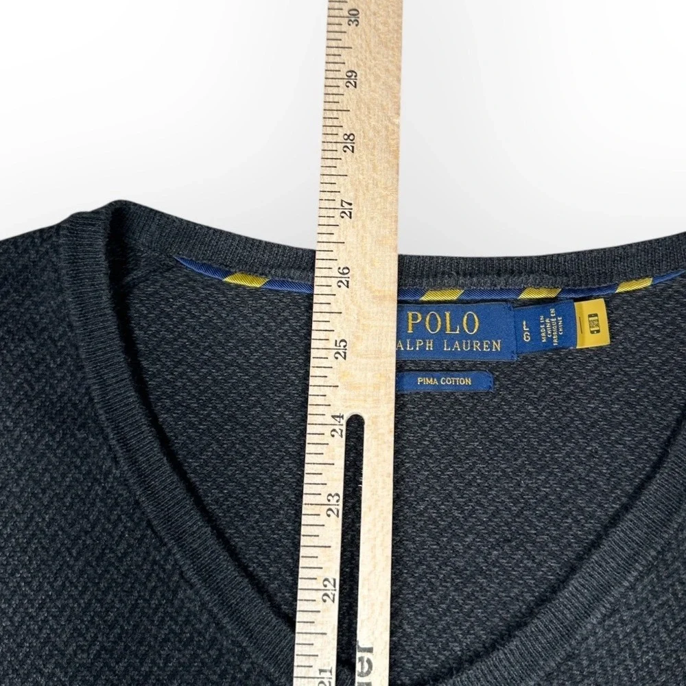 Polo Ralph Lauren Men's‎ V Neck Pima Cotton Sweater Dark Gray Heather Casual